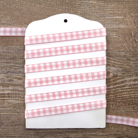 Лента с рисунком клетка SAFISA, 11 мм, 25 м, цвет 05, розовый. Арт 469-11мм-05             