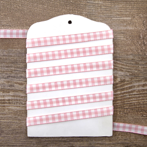 Лента с рисунком клетка SAFISA, 11 мм, 25 м, цвет 05, розовый. Арт 469-11мм-05             