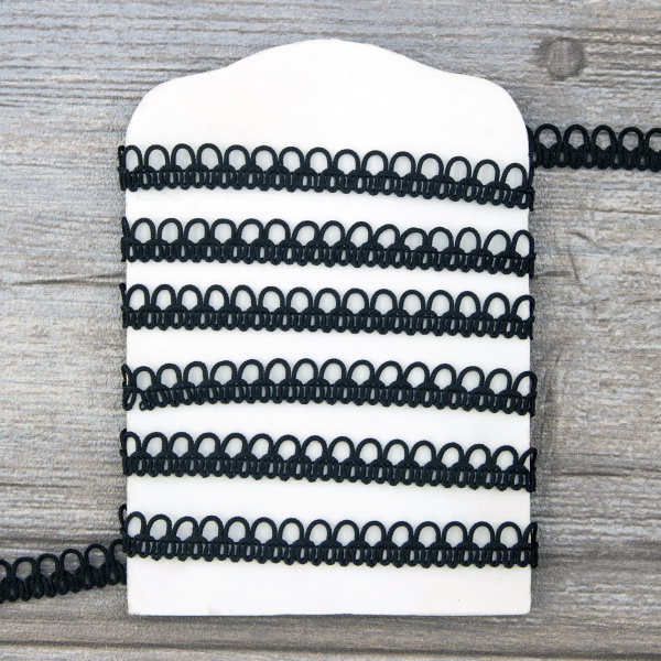 Тесьма PEGA тип отделочная, цвет черный, 10 мм. Арт 844150010A7001          