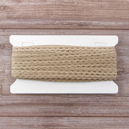 Мерсеризованное хлопковое кружево, 10 мм, цвет серо-зеленый. Арт 1689/K7                 