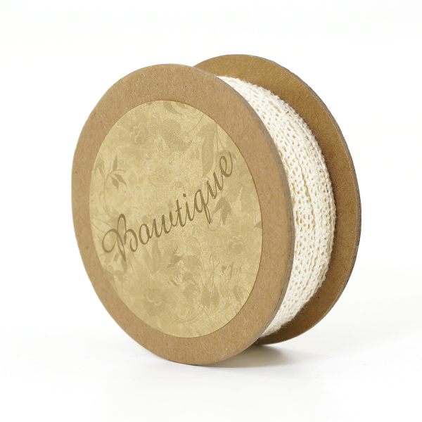 Кружево хлопковое на картонной катушке, цвет кремовый. Арт VL08.034C