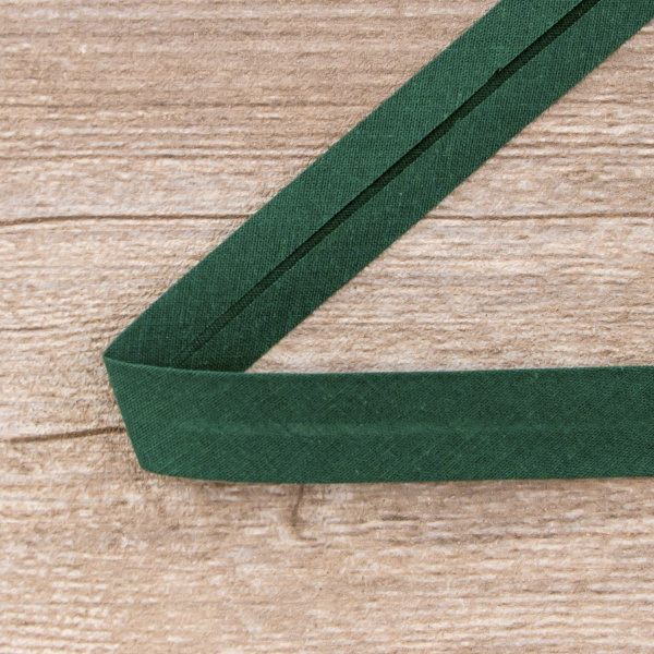 Косая бейка хлопок/полиэстер 20 мм, 25 м, цвет 43, темно-зеленый. Арт 6120-20мм-43            