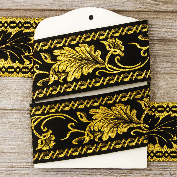 Лента жаккард с люрексом SAFISA, 50 мм, 15 м, цвет 101. Арт 9088-50мм-101           