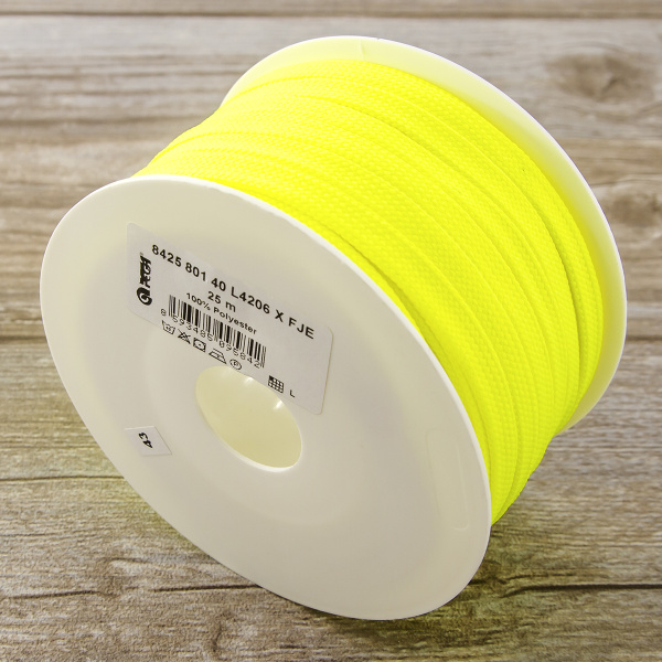 Шнур PEGA плоский, полиэстровый, цвет ярко-желтый, 10 мм. Арт 842580140L4206