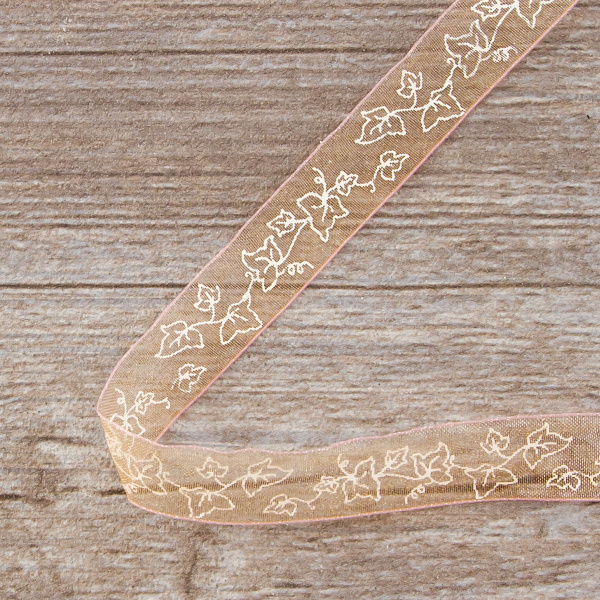 Лента органза с рисунком SAFISA, 15 мм, 15 м, цвет розовый. Арт 25204-15                