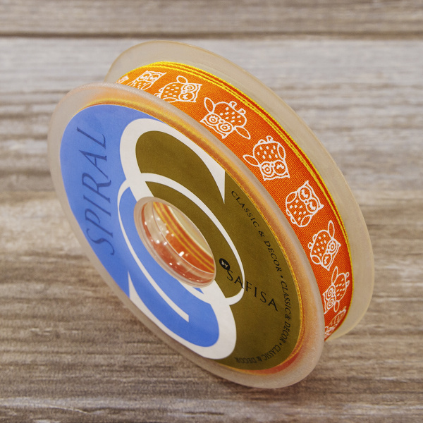 Лента с рисунком SAFISA, 15 мм, 15 м, цвет 61, оранжевый. Арт 35117-15мм-61