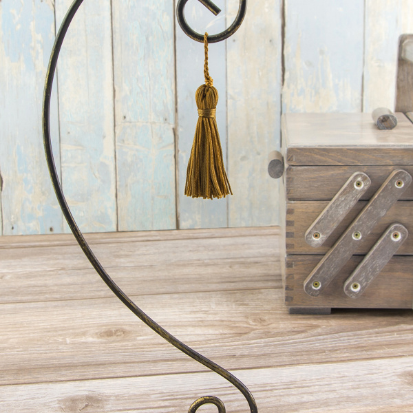 Кисть декоративная на шнуре, длина 70 мм, цвет ярко-коричневый. Арт KY - 02-col.PE - 16/35