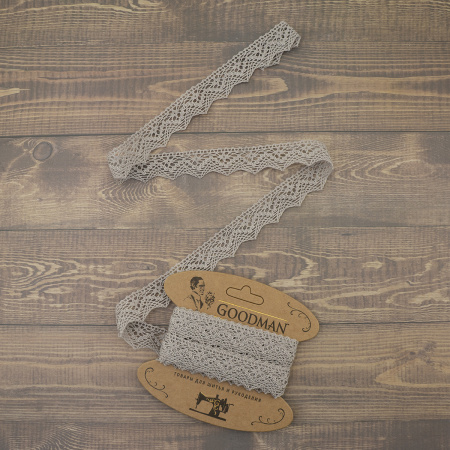 Кружево плетеное, 25 мм, цвет серый, 100% хлопок, 5 м. Арт K-5003-31