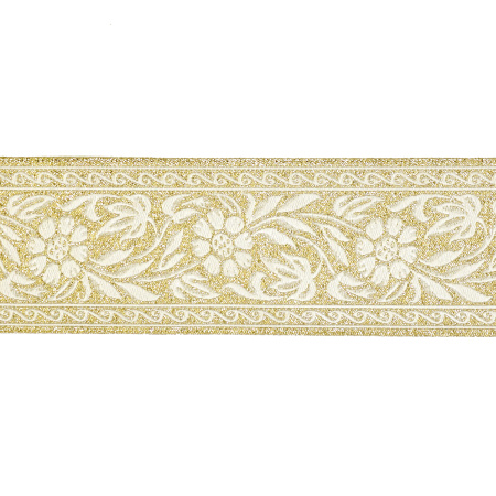 Лента жаккардовая с люрексом SAFISA, 50 мм, 15 м, цвет 101. Арт 9251-50мм-101