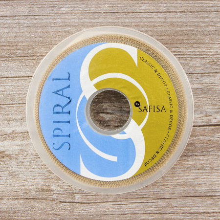 Лента атласная SAFISA с люрексным кантом по краям, 25 мм, 25 м, цвет 56, кремовый. Арт 25190-25мм-56