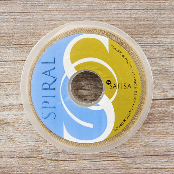 Лента атласная SAFISA с люрексным кантом по краям, 25 мм, 25 м, цвет 56, кремовый. Арт 25190-25мм-56