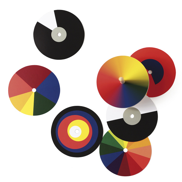 Игрушка волчок BAUHAUS "Optischer Farbmischer" 14+, дерево, с 7 цветными оптическими дисками, 10 см. Арт 9716