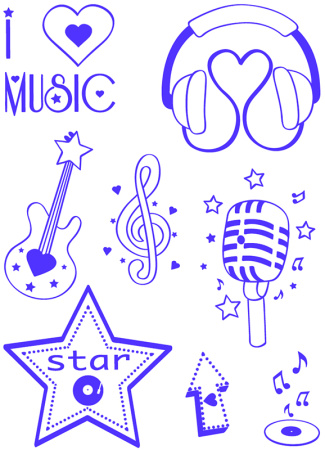 Набор детских текстильных штампов "Музыка". Арт 05306