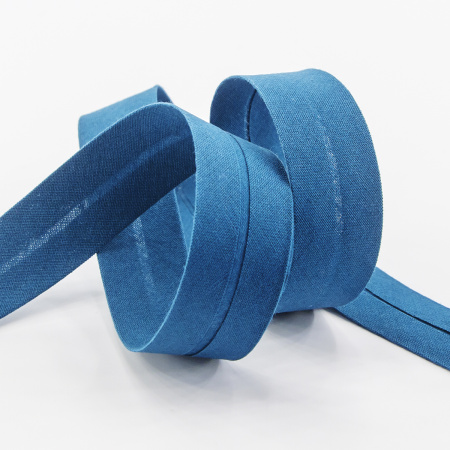 Косая бейка хлопок, 20 мм, 25 м, цвет 79, цвет морская волна. Арт 6600-20мм-79