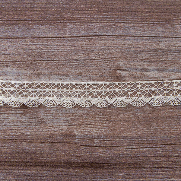 Мерсеризованное хлопковое кружево, 20 мм, цвет шампань. Арт 2015/72