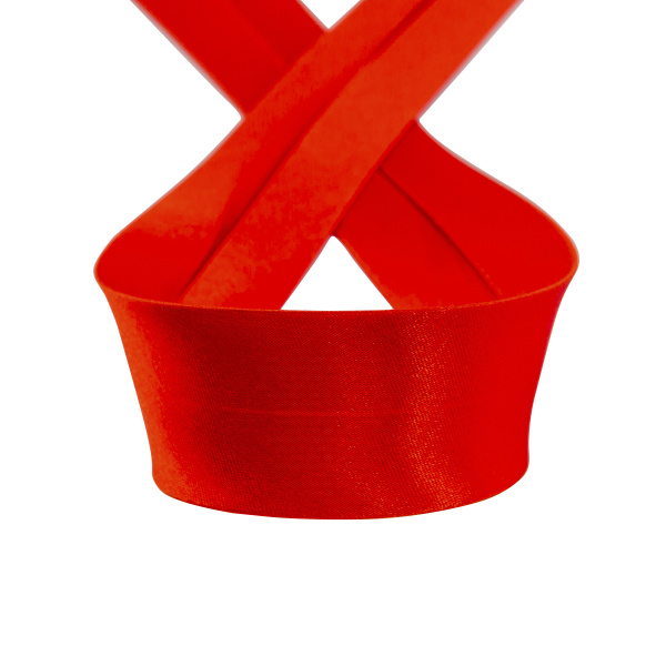 Косая бейка атласная 30 мм, 25 м, цвет 61, алый. Арт 6260-30мм-61            