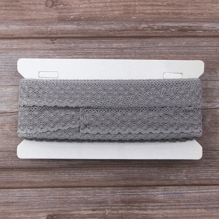 Мерсеризованное хлопковое кружево, 30 мм, цвет серый. Арт 2021/W3