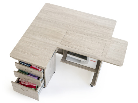 Стол раскладной для швейной машины с раскройным местом QUILTERS VISION, серый дуб. Арт TLM.Q-G001T