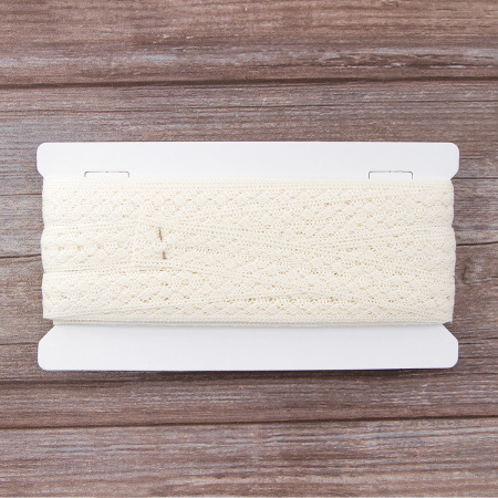 Мерсеризованное хлопковое кружево, 26 мм, шампань. Арт 2131/72