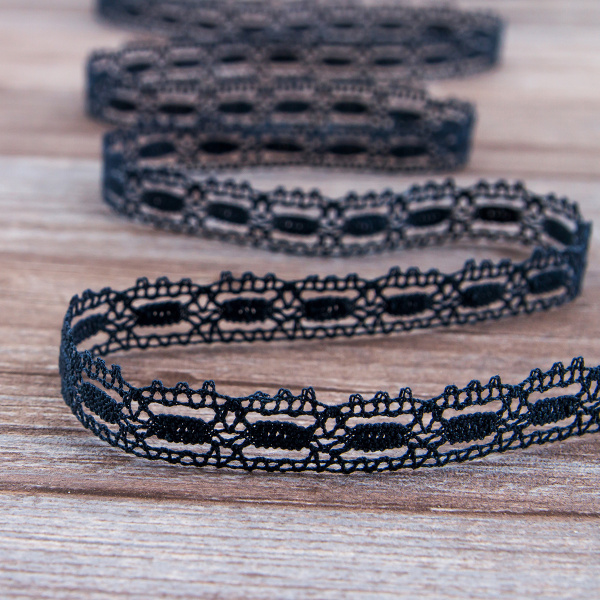 Мерсеризованное хлопковое кружево, 15 мм, цвет серо-синий. Арт 1798/75                 