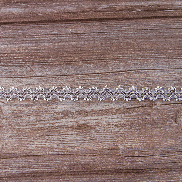 Мерсеризованное хлопковое кружево, 11 мм, цвет светло-серый с белым. Арт 1084/H2