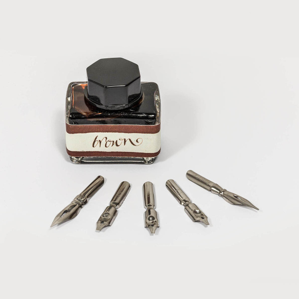 Набор для письма и каллиграфии "Calligraphy Set Retro" с перьями и чернилами, 7 предметов. Арт 81411
