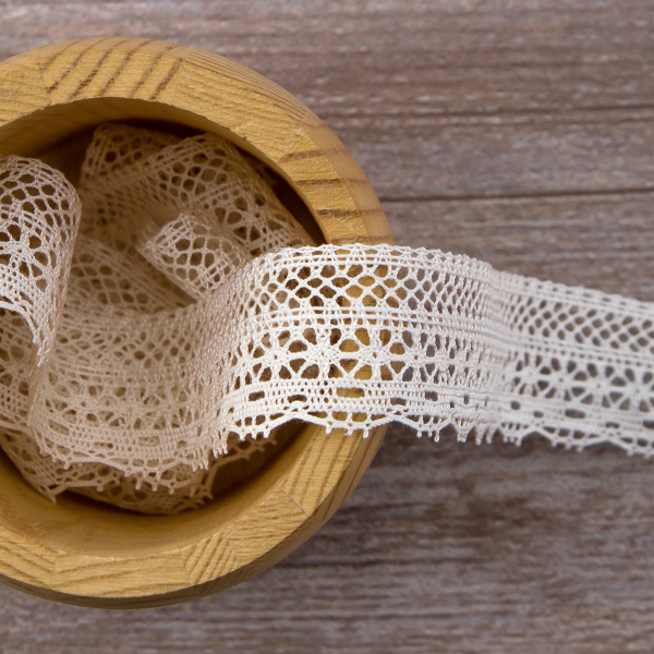 Мерсеризованное хлопковое кружево, 26 мм, белый. Арт 2119/01