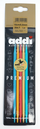 Спицы, чулочные, сверхлегкие addiColibri, №5,5, 15 см. 5 шт. Арт 204-7/5.5-15