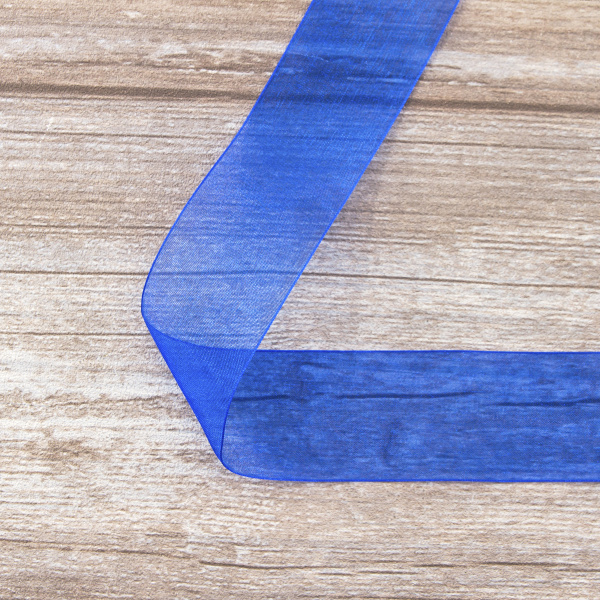 Лента органза SAFISA мини-рулон, 39 мм, 2 м, цвет 13, синий. Арт P00520-39мм-13          