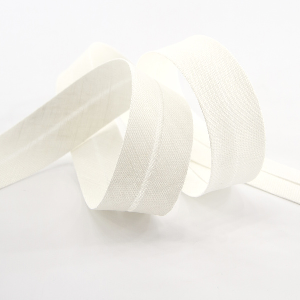 Косая бейка хлопок/лён, 20 мм, 20 м, цвет 56, кремовый. Арт 6602-20мм-56