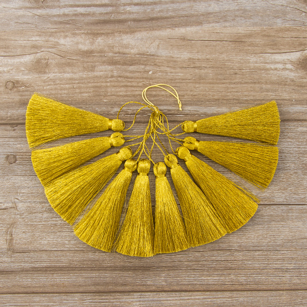 Кисть декоративная на шнуре, длина 100 мм, цвет золотой. Арт KYL - 03-col.Golden