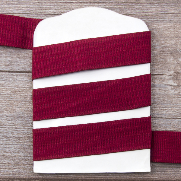 Тесьма киперная хлопковая на блистере SAFISA, 25 мм, 2 м , цвет 30, бордо. Арт P00260C-25мм-30         