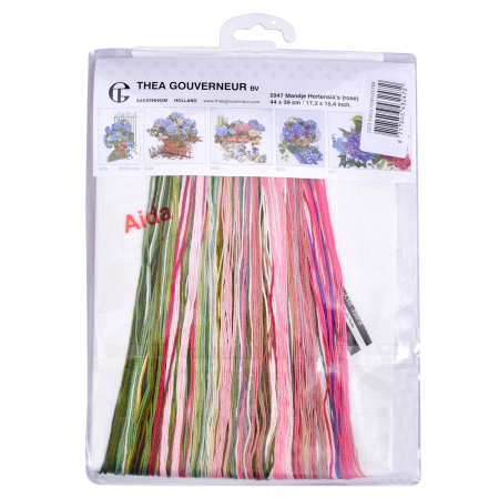 Набор для вышивания "Розовые Гортензии", канва аида 16 ct . Арт 2047A                   