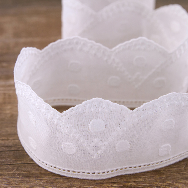 Шитье-вышивка на батисте, прошва, 50 мм, цвет белый. Арт 37198/B