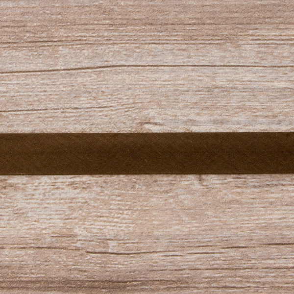 Косая бейка хлопок/полиэстер 20 мм, 25 м, цвет 17, темно-коричневый. Арт 6120-20мм-17            