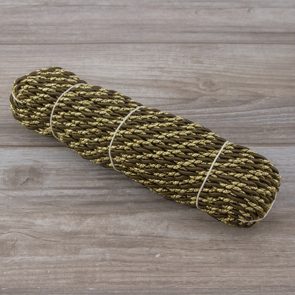 Шнур витой PEGA,  коричневый с люрексом, 5 мм. Арт 845219950DA702          