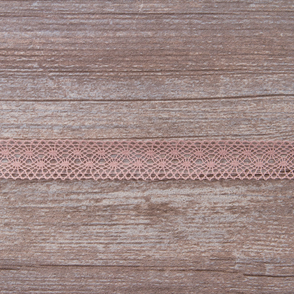 Мерсеризованное хлопковое кружево, 20 мм, цвет пыльно-розовый. Арт 2020/W4