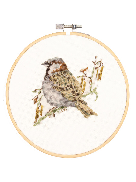 Набор для вышивания "Птицы сада Теи", канва аида 16 ct, диаметр 15 см, 2 дизайна. Арт H611A