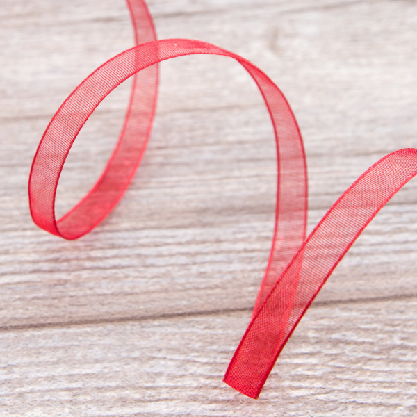 Лента органза SAFISA мини-рулон, 7 мм, 4,5 м, цвет 14, красный. Арт P00520-7мм-14           