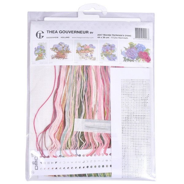 Набор для вышивания "Розовые гортензии", канва лён 32 ct. Арт 2047                    