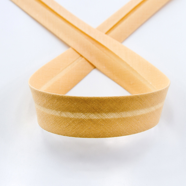 Косая бейка хлопок/полиэстер 20 мм, 25 м, цвет 21, персиковый айвори. Арт 6120-20мм-21            