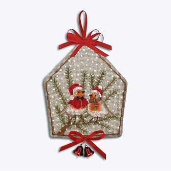 Набор для вышивания елочной игрушки "Little house-Robins"(Маленький домик малиновки). Арт 2686