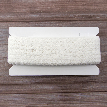 Мерсеризованное хлопковое кружево, 35 мм, белый. Арт 2129/01