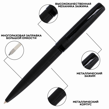 Набор ручек "Eleganza" в кожаном чехле, перьевая и шариковая, цвет корпуса черный. Арт 34573