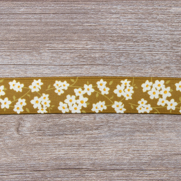 Резинка декоративная, 30 мм, цвет горчичный, 10 м. Арт 35132-30мм-02