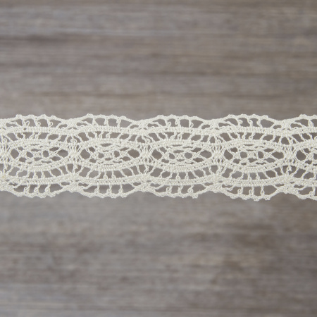 Мерсеризованное хлопковое кружево, 33 мм, цвет шампань. Арт 2205/72