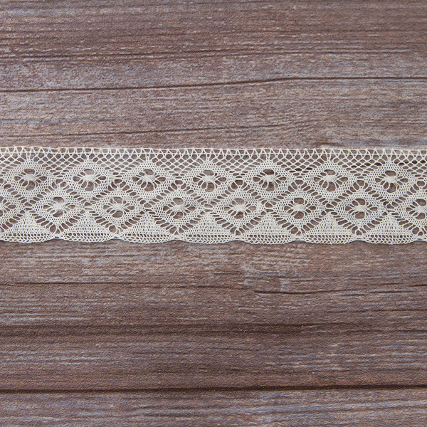 Мерсеризованное хлопковое кружево, 35 мм, цвет шампань. Арт 2046/72