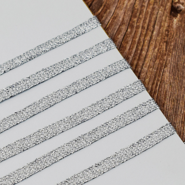 Тесьма PEGA тип декоративная люрексная, цвет серебряный, 7,5 мм. Арт 881113921X6000          