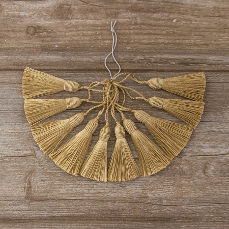 Кисть декоративная на шнуре, длина 60 мм, цвет песочный. Арт KY - 03-col.PE - 3