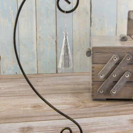 Кисть декоративная на шнуре, длина 70 мм, цвет серебряный. Арт KYL - 01-col.Silver